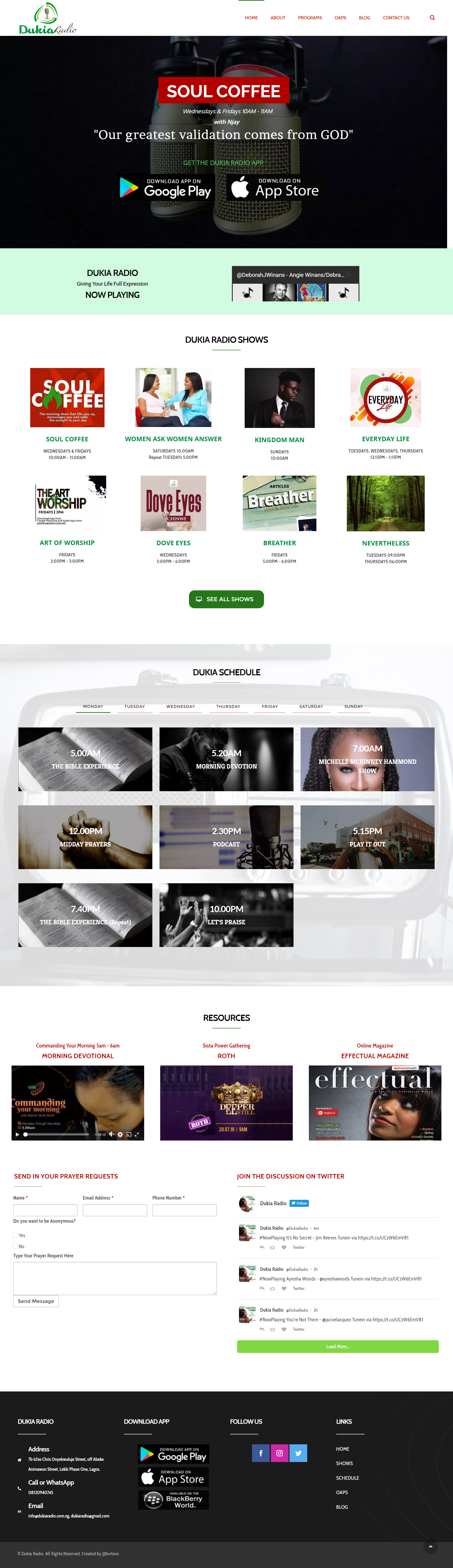 Ogenna Odebeatu Designed the Dukia Radio website