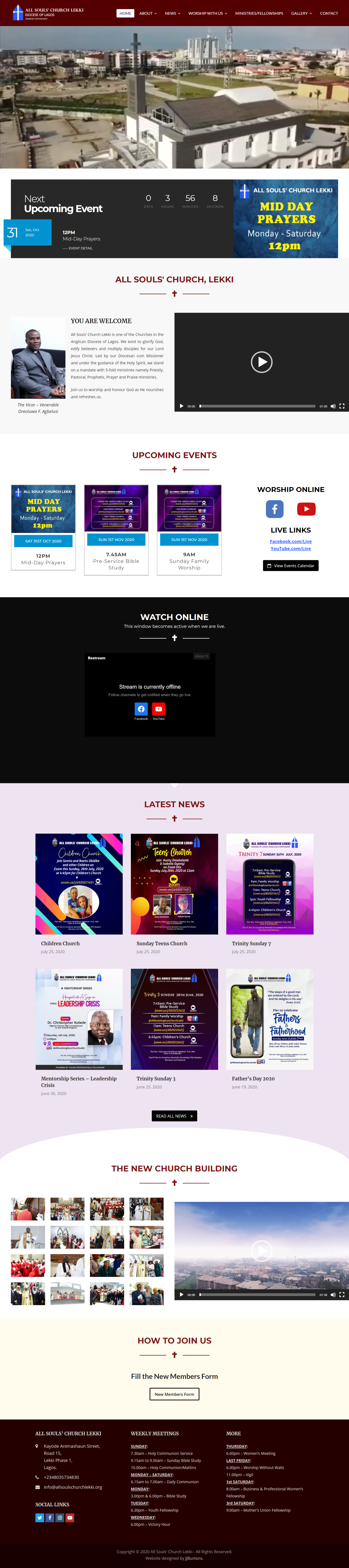 Ogenna Odebeatu Designed All Soul's church Lekki website