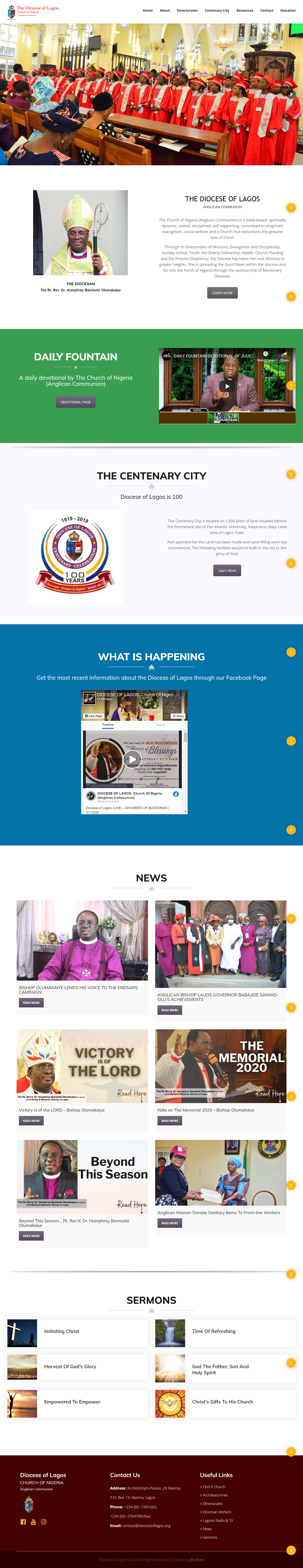 Diocese of Lagos Website Screenshot