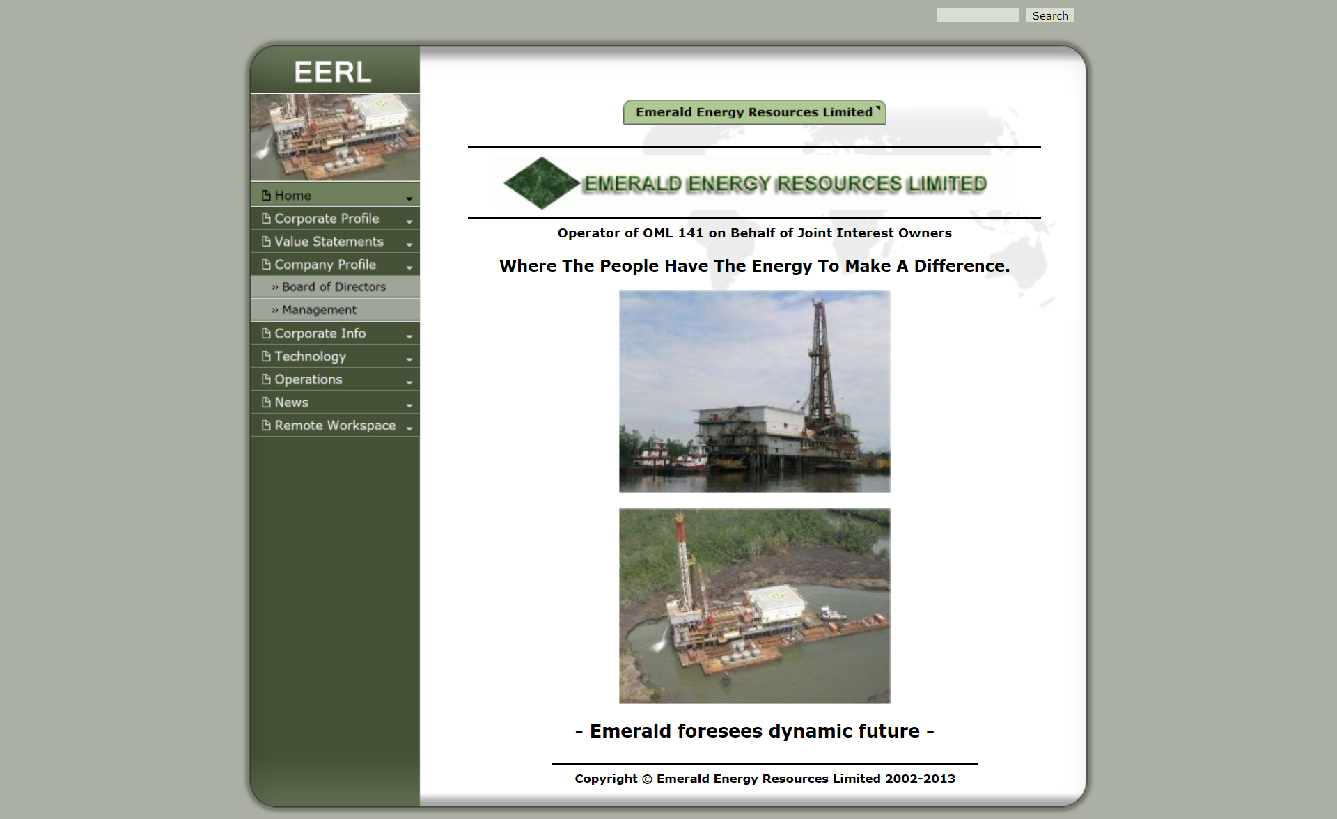 Emerald Energy Website - Before